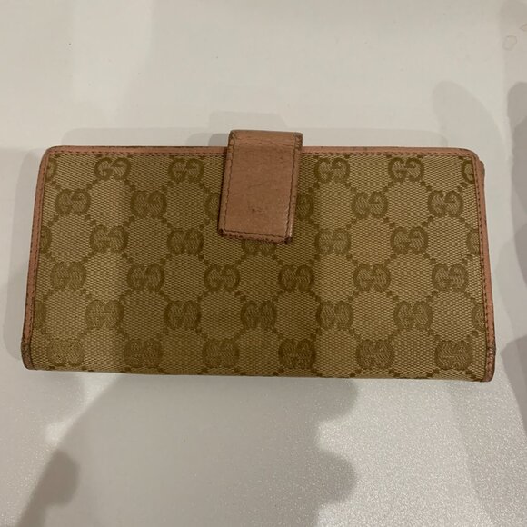 Gucci Beige GG Canvas Long Wallet Sku#84184 (Gently used, snap loose) - Picture 2 of 12